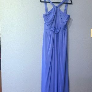 Floor length lavender blue dress